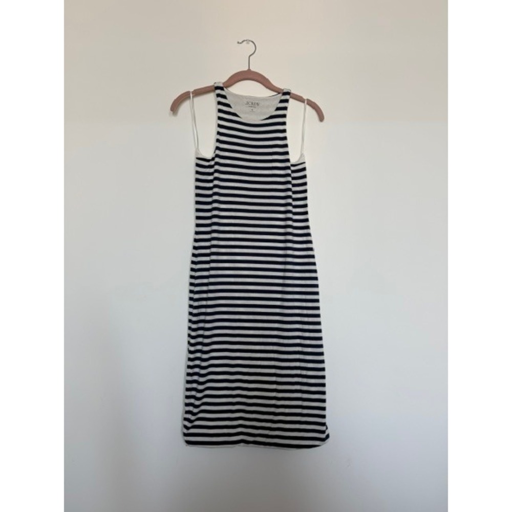 J.Crew Navy & White Striped Tank Dress | Body-Con Jersey Knit Dress | Size Small